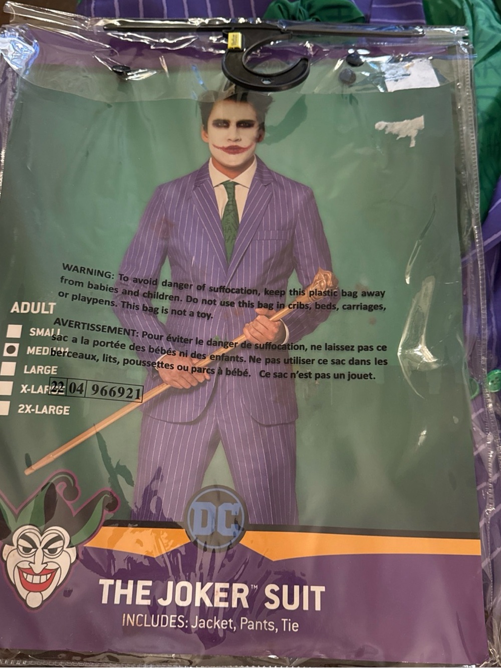 DC Purple Pinstripe Suit with Green Tie the joker suit mens medium